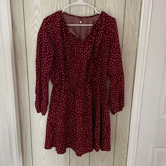 burgundy infinity dresses Kala Polka Dot Burgundy Dress main image 0